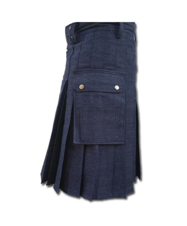 Black Denim Utility Kilt