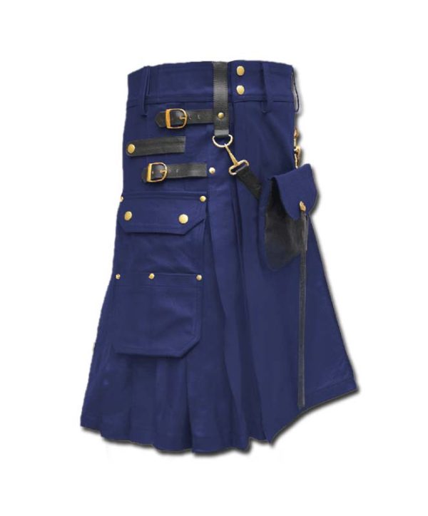Celtic Leather Kilt with Leather Sporran-blue