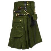 Celtic Leather Kilt with Leather Sporran-green