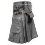 Celtic Leather Kilt with Leather Sporran-grey