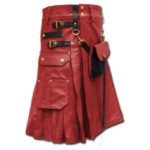 Celtic Leather Kilt with Leather Sporran-red