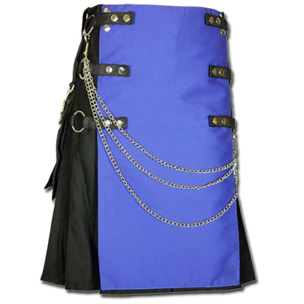 Fashion Kilt with Multi Color Pockets blue black