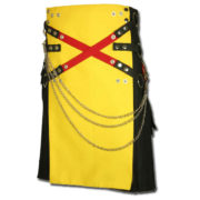 Fashion Kilt with Multi Color Pockets yellow black