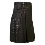 Men’s Black Denim Modern Kilt-1