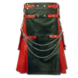 Red & Black Leather Fashion Kilt