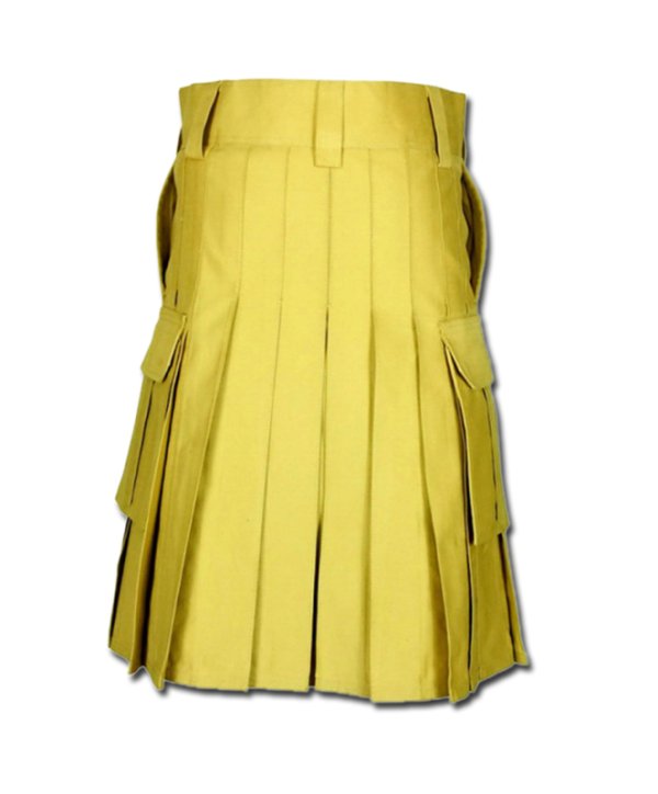 Slash Pocket Kilt for Elegant Men yellow 3
