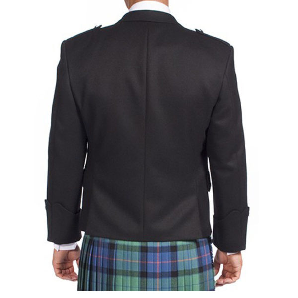 Black Argyle Jacket With 5 Button Vest-3