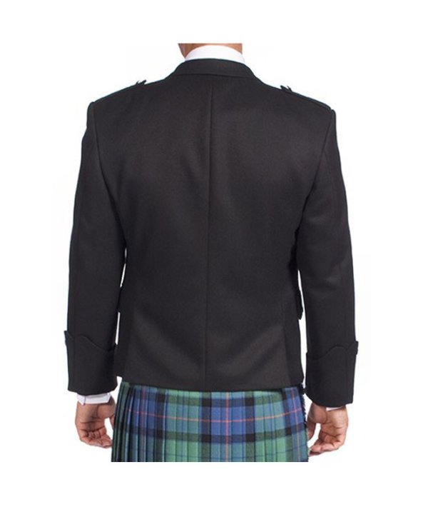 Black Argyle Jacket With 5 Button Vest-3
