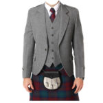 Light Grey Tweed Argyle Jacket And 5 Button Vest-1
