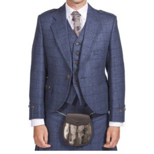 Luxury Argyle Tweed Kilt Jacket & 5 Button Waistcoat