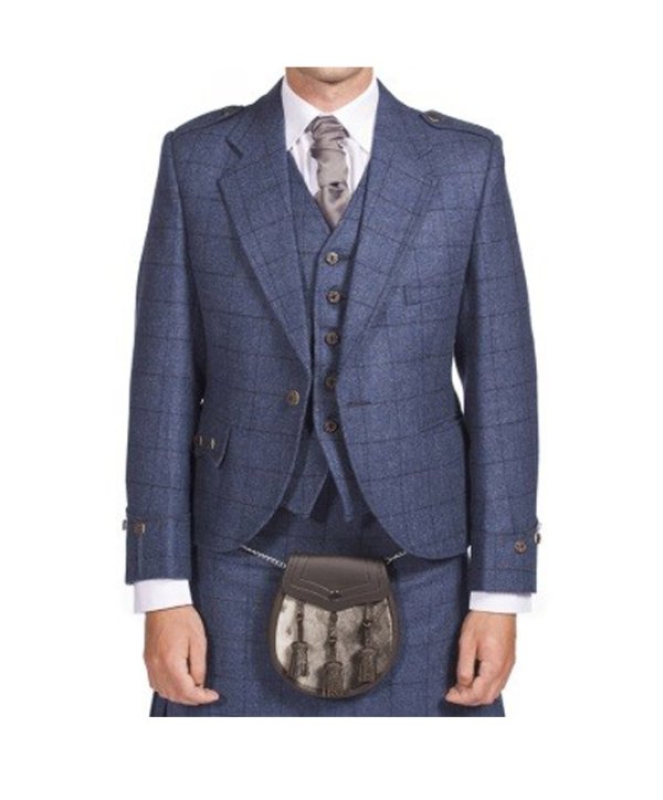 Luxury Argyle Tweed Kilt Jacket & 5 Button Waistcoat