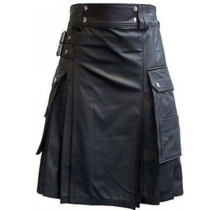 Leather Kilt with Twin Cargo Pockets