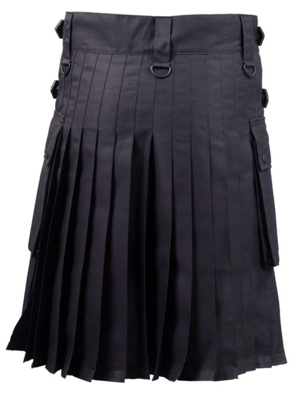 Black Utility Kilt with Leather Strap - Image 2