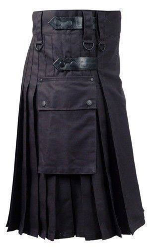 Black Utility Kilt with Leather Strap - Image 4