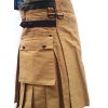 Khaki Utility Kilt with Black Leather Straps - Image 2
