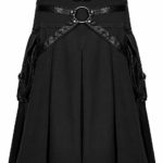 Handmade Stylish Men’s Gothic Fashion Wedding Kilt Black Leather Pockets