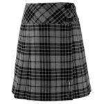 Ladies Knee Length Highland Gray Modern Kilt Tartan plated
