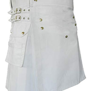 White Leather Strap Utility Kilt For Active Man Kilt Wedding Kilts
