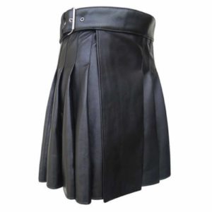 Side Belted Leather Kilt