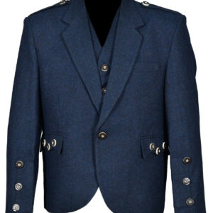 Tweed Crail Highland Blue Kilt Jacket and Waistcoat Scottish Wedding Dress
