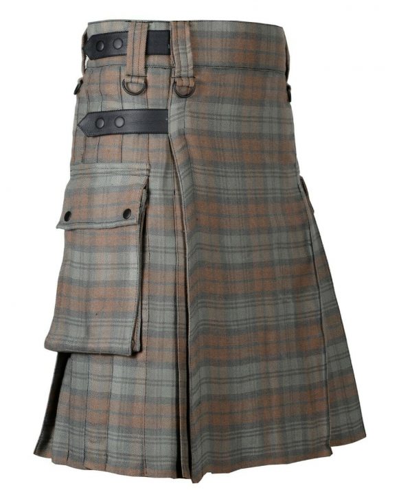 Black Watch Weathered Leather Straps Utility Kilt