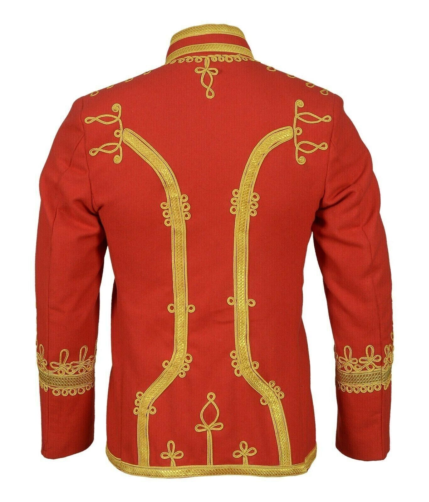 New Hussar Napoleonic Military Style Tunic Red Wool Men’s Jacket