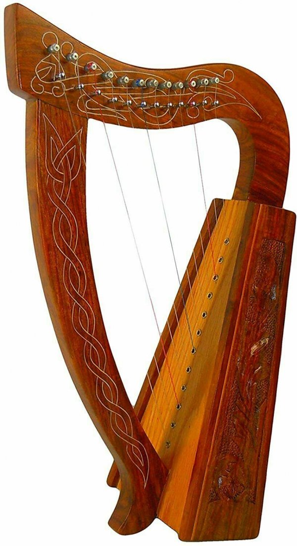 Celtic Irish Baby Harp 12 Strings Solid RoseWood Free Bag, Strings & Tuning Key