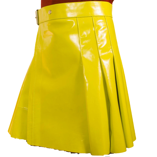 2020 New Christmas Yellow Kiltish Women Leather utility Kilt