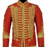 New Hussar Napoleonic Military Style Tunic Red Wool Men's Jacket