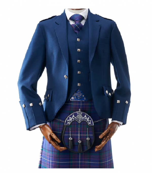 Mens Contemporary Blue Argyll Jacket & Waistcoat