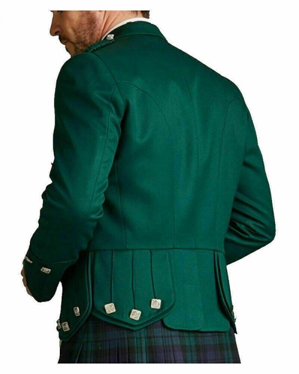 Prince Charlie Green Kilt Jacket Scottish Highland Custom Doublet Piper Jackets