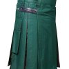 Scottish Men Leather Strap 100% Cotton Hybrid Kilt Green and Camo