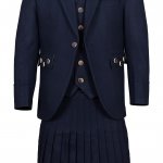 Men’s Scottish Navy Blue Wool Argyle Kilt Jacket wedding dress