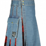 WASHED DENIM TARTAN HYBRID KILT