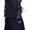 Sheriffmuir Men’s Scottish Navy Blue Wool Argyle Kilt Jacket wedding dressJacket with Vest comes in black color and made of Serge fabric has its own grace to wear. This evening wearing Kilt Jacket comes with Vest and perfects suited for men’s and boys. It featuring thistle insignia on all buttons and satin lapels. It is fully lined with satin and comes with 8 buttons. The waistcoat is fully lined and has 5 watching thistle buttons. This classic jacket is available in all general and plus sizes.  High Quality Made of Quality Serge Wool Comes with Chrome Buttons Fully lined with satin Thistle insignia on all buttons Two Waist Coat Pockets Available in all sizes Plus Sizes are also available Option to Customize Your Jacket: Custom Size: Custom size (Made to Measure) tailored fitting, will have your kilt feeling comfortable all day long. Ready Made: Standard sizes from XS to 4XL and everything in between to ensure that we can fit you no matter what’s your size