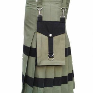 Scottish Fashion Olive Green Utility Kilts For Men