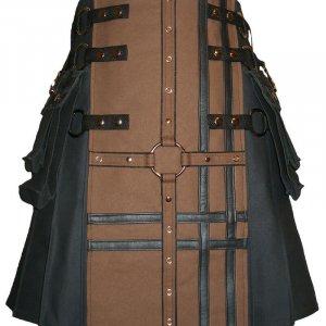 New Scottish Traditional Fashion Kilt Black And Brown Kilts