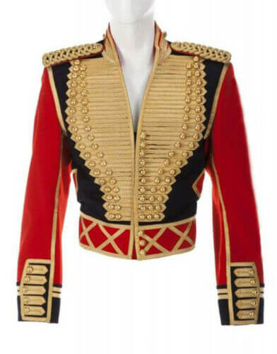Men’s Military Officer Jacket Red And Black Cotton