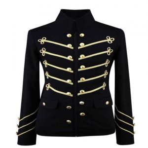 Black Military Jacket with Gold Embroidery