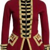 Womens Red Wool French Terry Officer’s Military Band Jacket