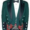 Green Prince Charlie Jacket With Waistcoat Custom Irish Kilt Jacket