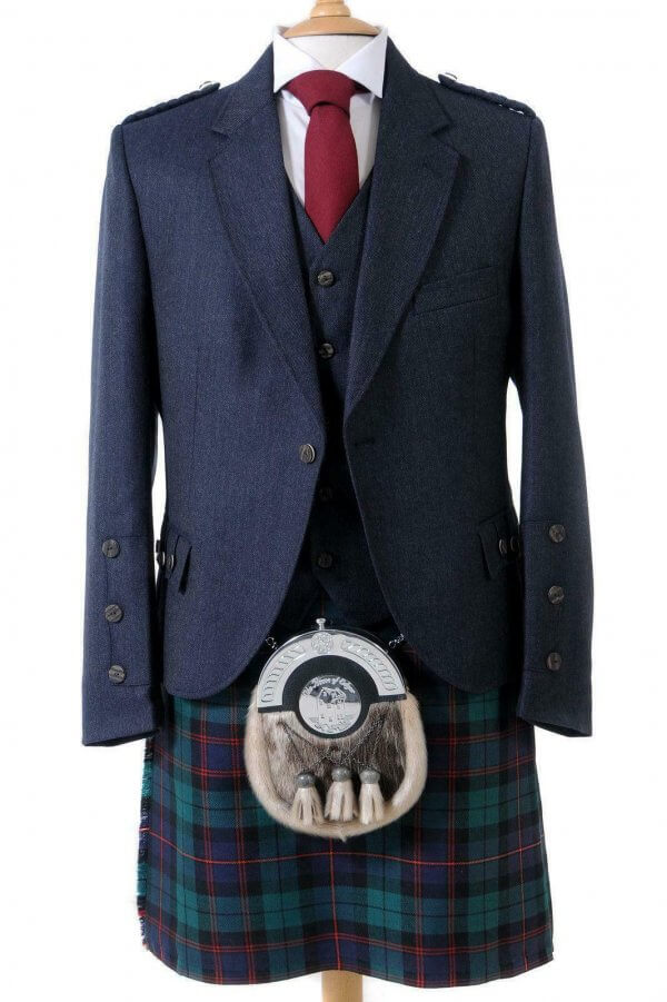 Crail Highland Jacket and Waistcoat in Midnight Blue Arrochar Tweed