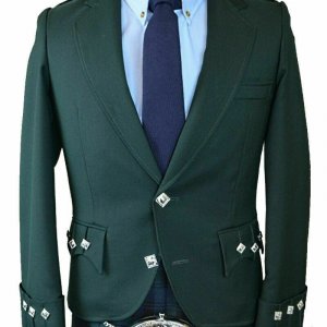 Scottish Green Argyle Kilt Jacket 100% Wool – Custom Made Highland Men’s Jacket