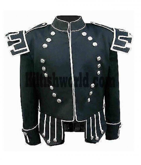 Black Traditional Scots Guards Style Doublet with Castellated Shoulder Shells