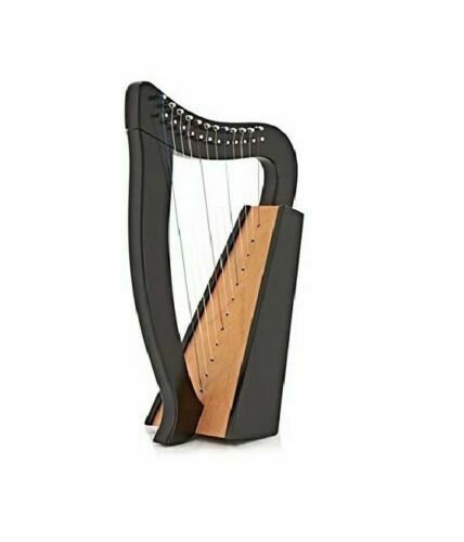 12 String Black Celtic Harp, Rosewood Irish Engraved Harp and Free Black Bag