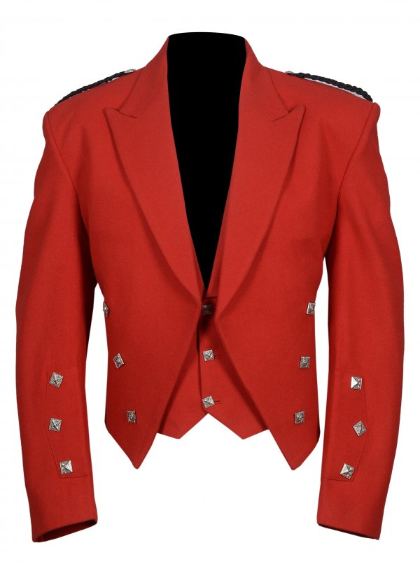Prince Charlie Jacket With Waistcoat in Red