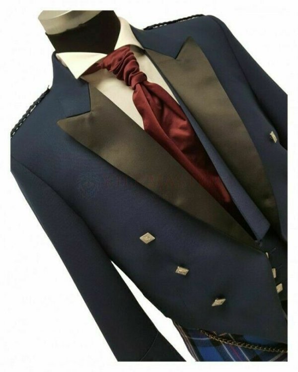 Prince Charlie Jacket Blue With Waistcoat Made to Measure Scottish Kilt Jacket