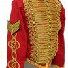 Men’s Ceremonial Gold Braiding Hussar Red Jacket with Hand embroidery