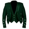 war 78Prince Charlie Jacket Green With Lion rampant 3 Buttons Waistcoat (Vest)