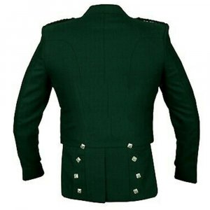 Prince Charlie Jacket Green With Lion rampant 3 Buttons Waistcoat (Vest)